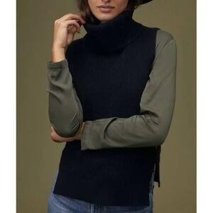 Anthropologie Black Turtleneck Sweater Vest